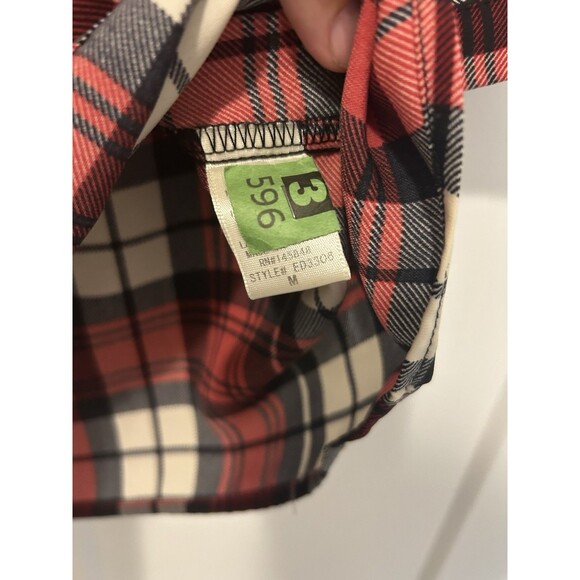 Everly Plaid Red Lace Up Long Sleeve Split Neck T-Shirt Dress Tunic Women Medium - Picture 3 of 4